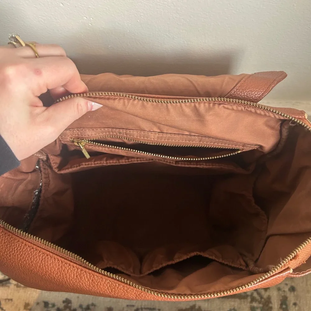 Freshly Picked Classic Convertible Backpack Brown Pebbled‎ Leather Diaper Bag